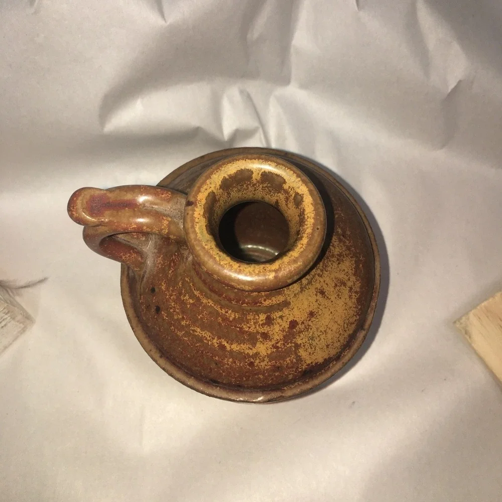 Pottery Jug Handmade Rare Signed Leaf Fall Decor H.‎ Lewine